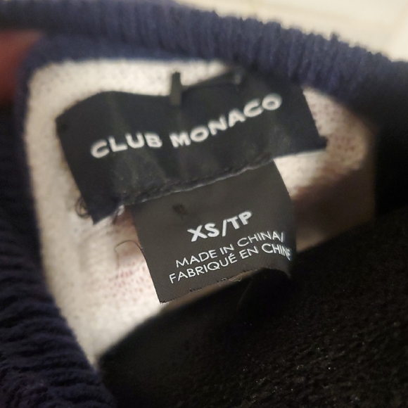 Club Monaco Navy and White Zip Up Sweater - Picture 2 of 8